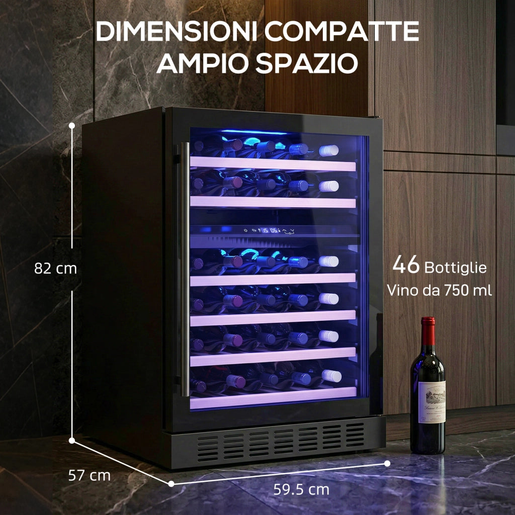 Cantinetta Vino Doppia Temperatura ¨C Xylo ¨C 46 Bottiglie 131L 5-18¡ãC Porta Vetro Temperato Nero