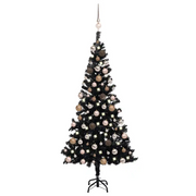 Set Albero Natale Artificiale con LED e Palline Nero 150 cm PVC cod mxl 17095