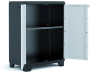 Armadio basso Linear in resina con ripiano regolabile colore grigio nero Keter