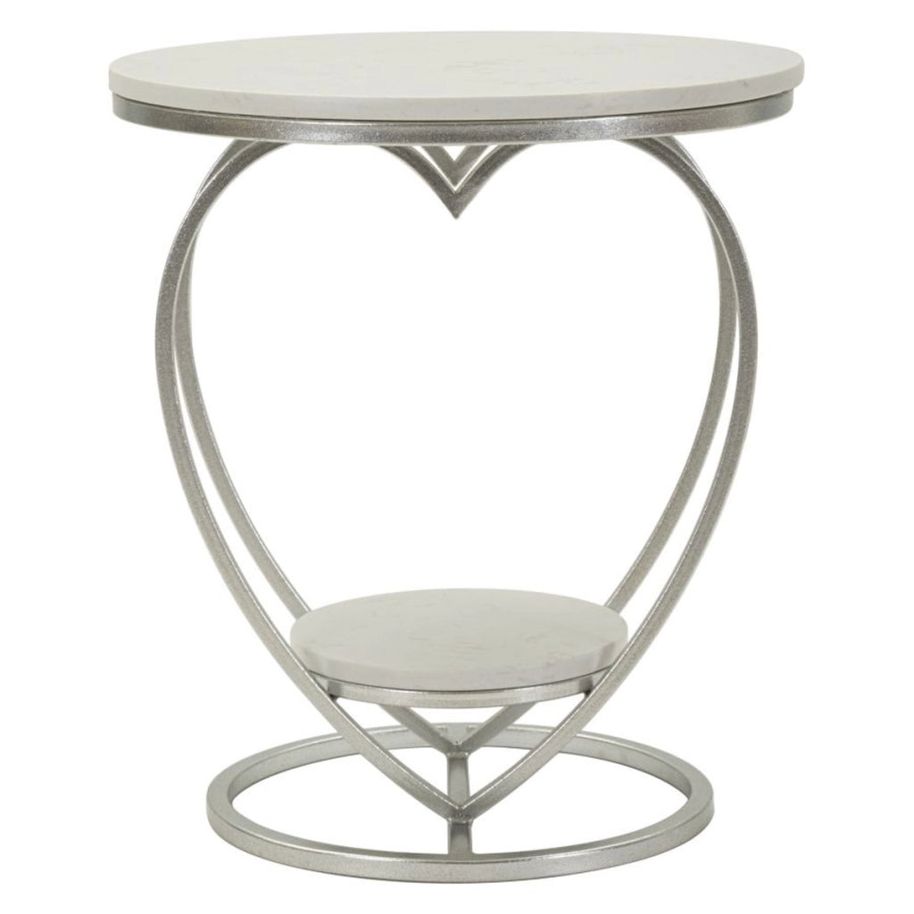 Tavolino Cuore 1, Argento, Metallo, 40x40x45,5 cm