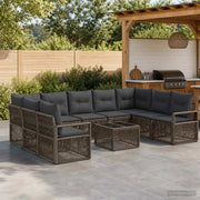 Set Divano da Giardino 10 pz Grigio polyrattan 3435818