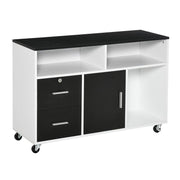 MOBILE PORTA STAMPANTE CON CASSETTI MOBILETTO MULTIUSO NERO E BIANCO