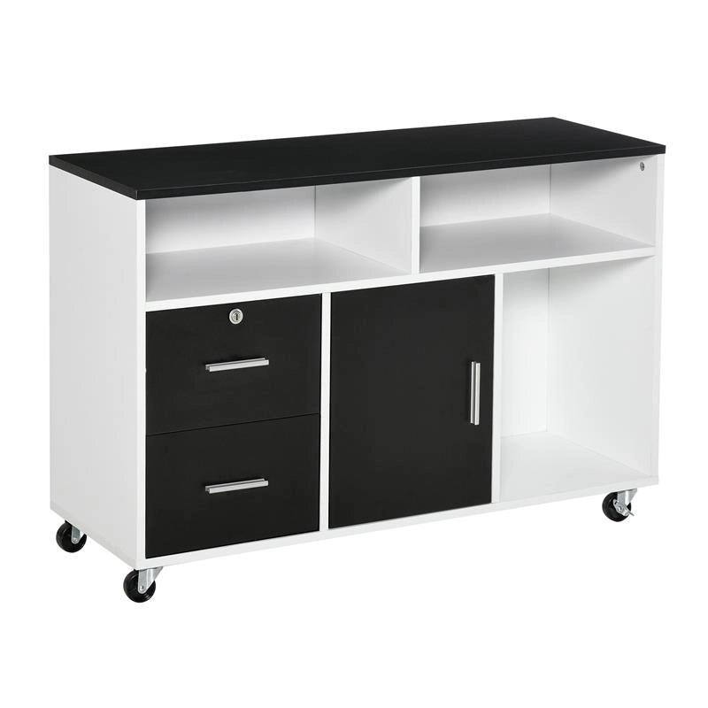 MOBILE PORTA STAMPANTE CON CASSETTI MOBILETTO MULTIUSO NERO E BIANCO