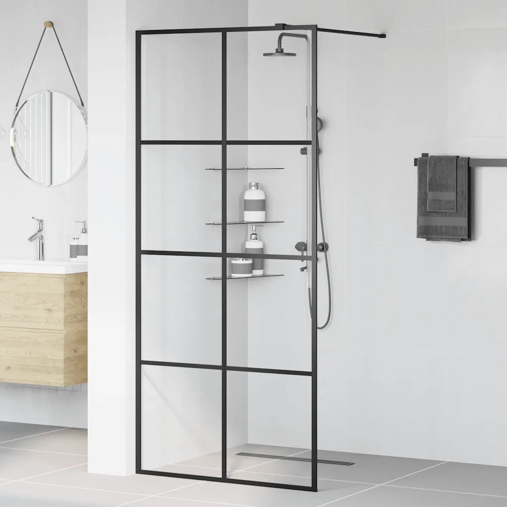 Parete per Doccia Walk-in Vetro Trasparente ESG 90x195 cm Neracod mxl 79149
