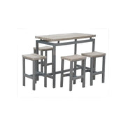 Set design tavolo alto, bar + 4 sgabelli LE MANS. Set moderno stile industriale, legno e metallo.