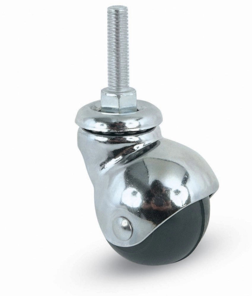 12pz ruota mobile in gomma diametro 50 con perno filettato 8 mm maschio cod:ferx.4676
