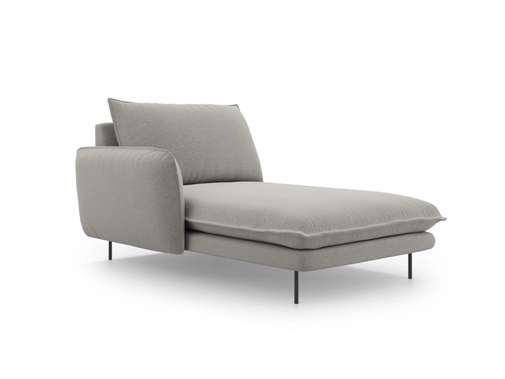 Cosmopolitan Design - Chaise longue sinistra "Vienna" in tessuto strutturato grigio chiaro 