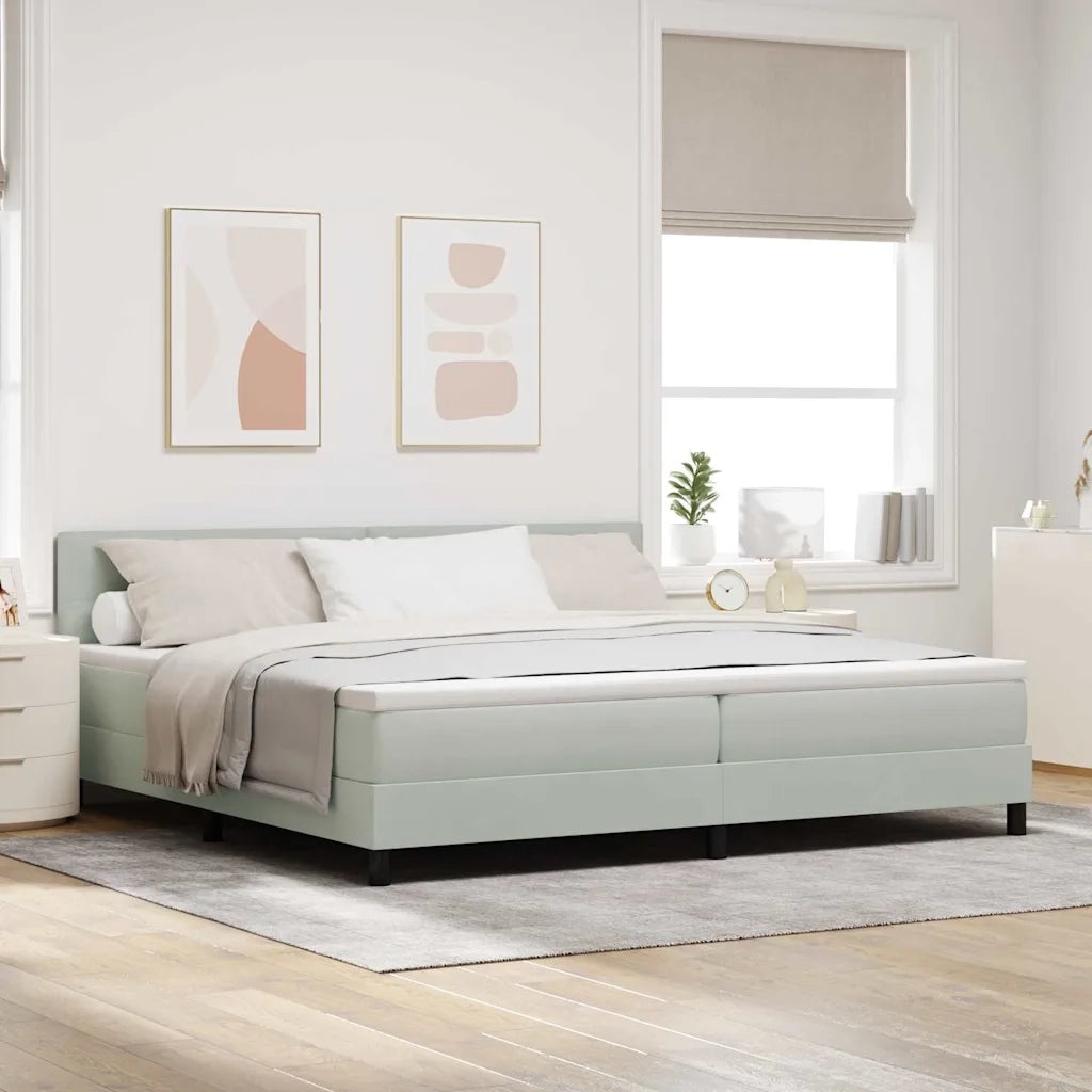 Letto a Sorgente LED con led Grigio chiaro 200 x 200 cm Velluto