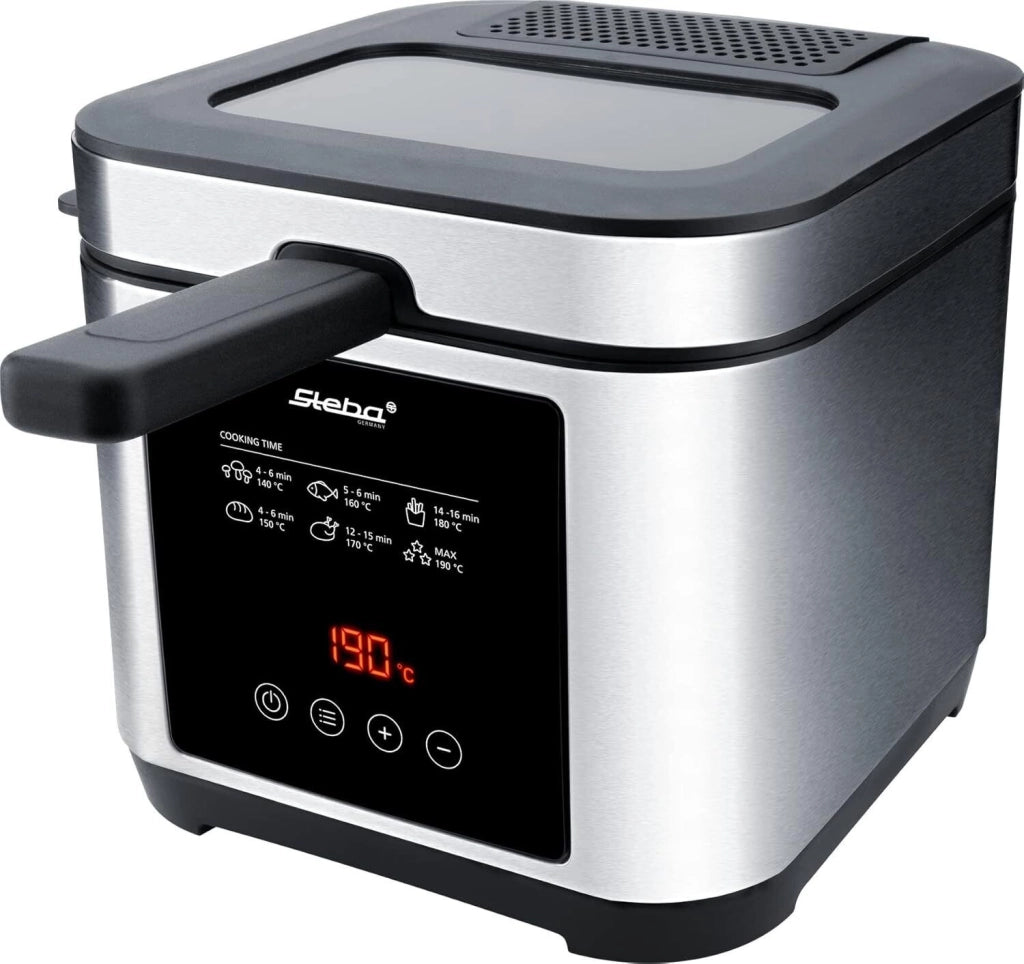 Steba 263500 DF 150 Frittura in Acciaio Inox 2 5 L 1200 W Timer Digitale Regolazione Temperatura Continua fino a 190 °C colore Nero Acciaio Inox