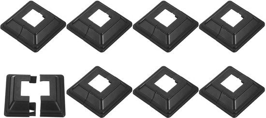 Set di coperture per stanghe, 8 pezzi, plastica, decorazione per hekke, 25 x 25 mm, stile condiviso, 72 x 72 mm.