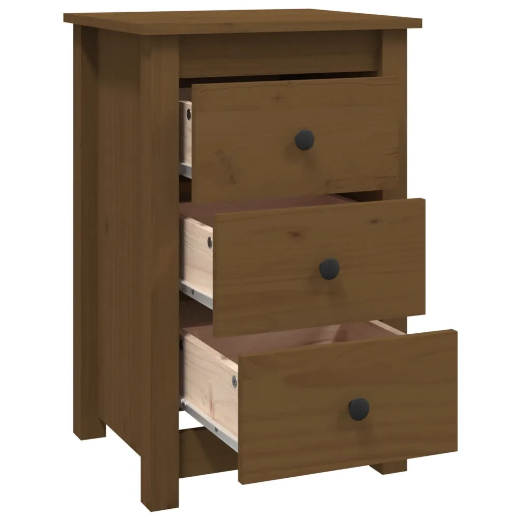 Set di 2 Comodini | Armadio da Notte | Mobiletto da notte ambra 40x35x61,5 cm in Legno Massello di Pino