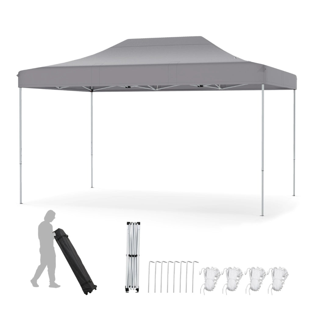 Tenda pop-up per impieghi gravosi con fori di drenaggio borsa con ruote, Tenda facile installazione Grigio-Gazebo