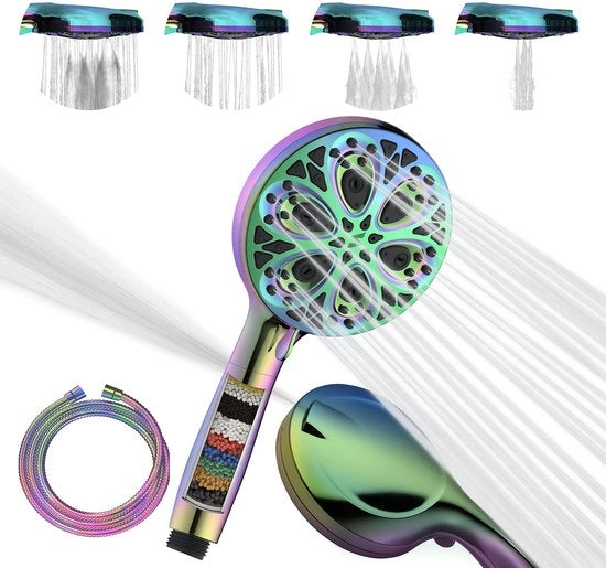 Manicure a getto multifunzionale con filtro e tubo estensibile da 1,8 m - Design lussuoso - Installazione facile senza strumenti in 1 minuto (10 funzioni, set, pioggia colorata)