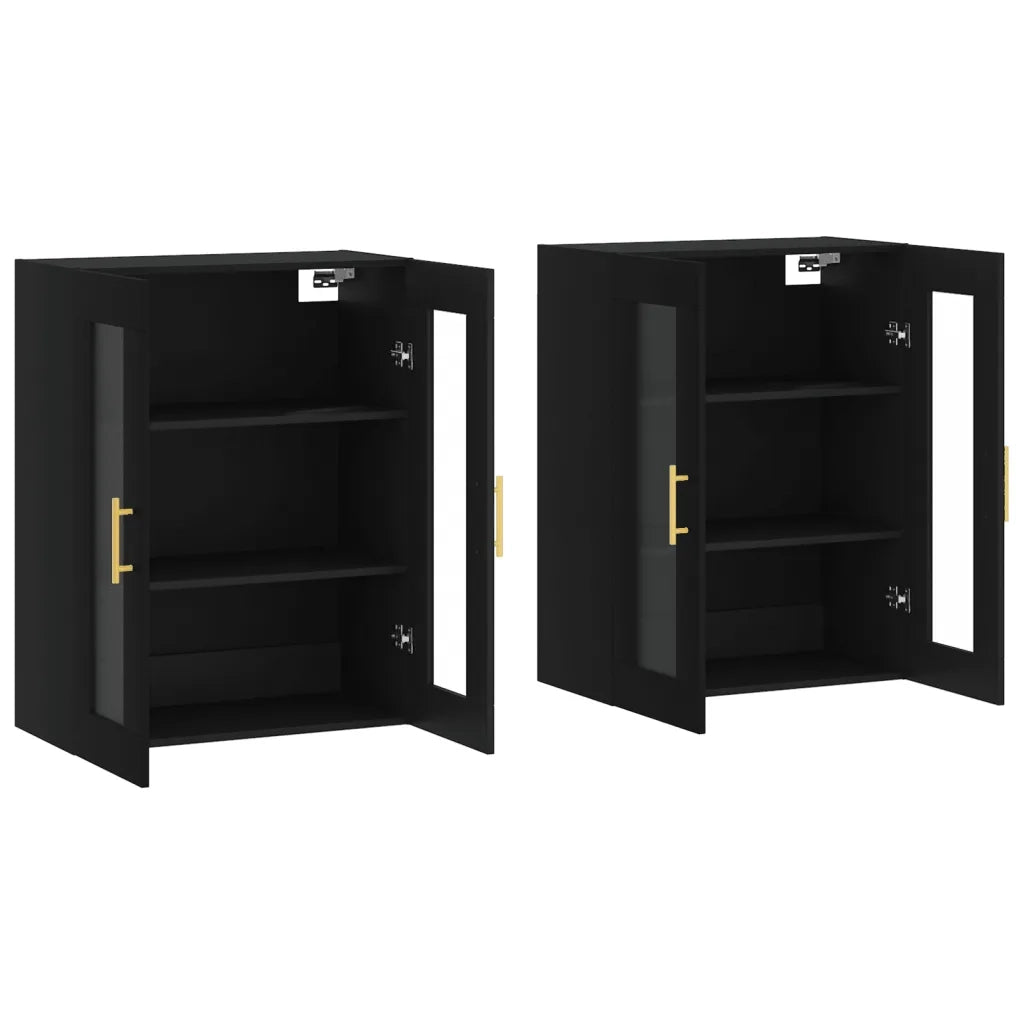 Armadietti a Parete 2 pz Neri in Legno Multistrato 3197930