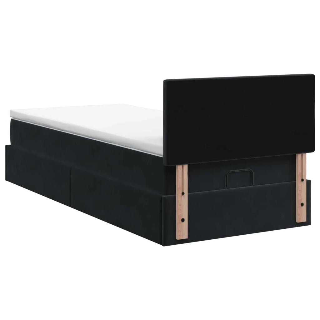 Letto ottomano con materasso Nero 100 x 200 cm Velluto 3457631
