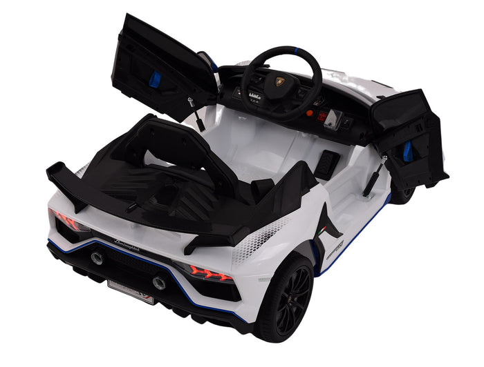 Macchina Elettrica per Bambini 12V con Licenza Lamborghini Aventador SVJ Small Bianca