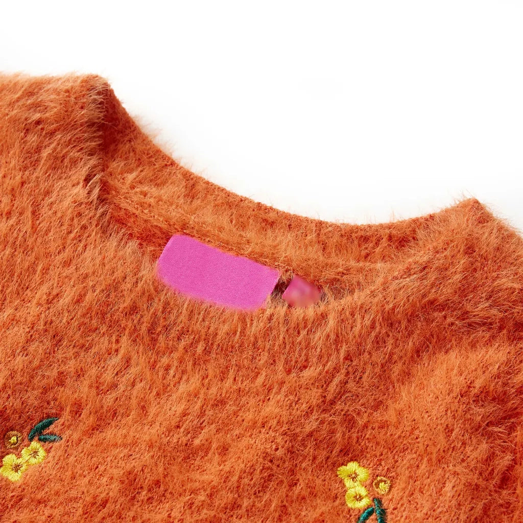 Maglione per Bambini Lavorato a Mano Arancione Bruciato 128 14945