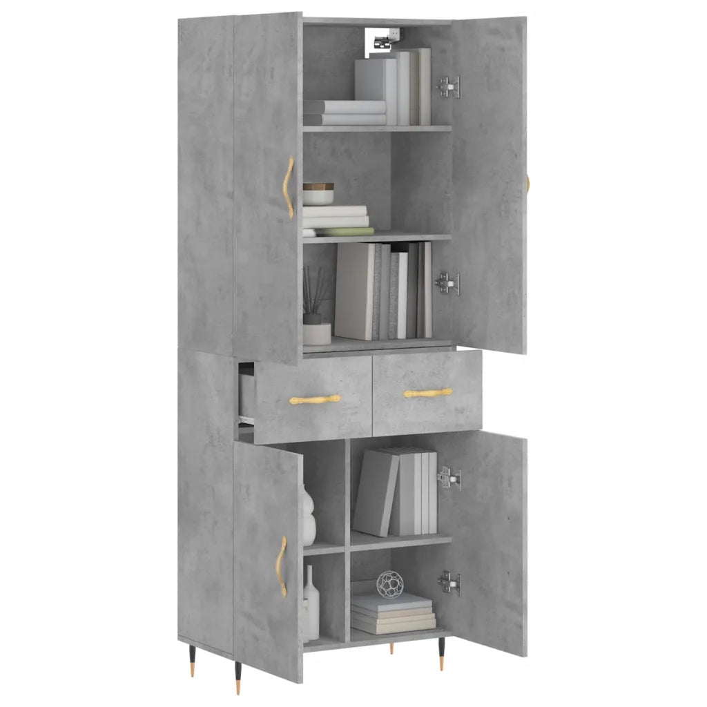 vidaXL Credenza Grigio Cemento 69,5x34x180 cm in Legno Multistrato