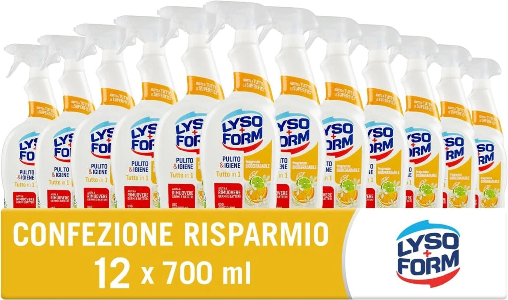 LYSOFORM SPRAY TUTTO IN 1 SET 12 PZ X 700 ML PULITO E IGIENE TE VERDE ARANCIA OKY