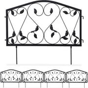 Bordino per cancelli in acciaio 4-segmenti per giardino, foglia HxB: circa 33 x 225 cm nero