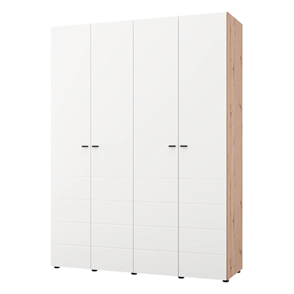 Armadio Camera da Letto Soris, Guardaroba Grande 4 Ripiani, 155x208h cm Bianco