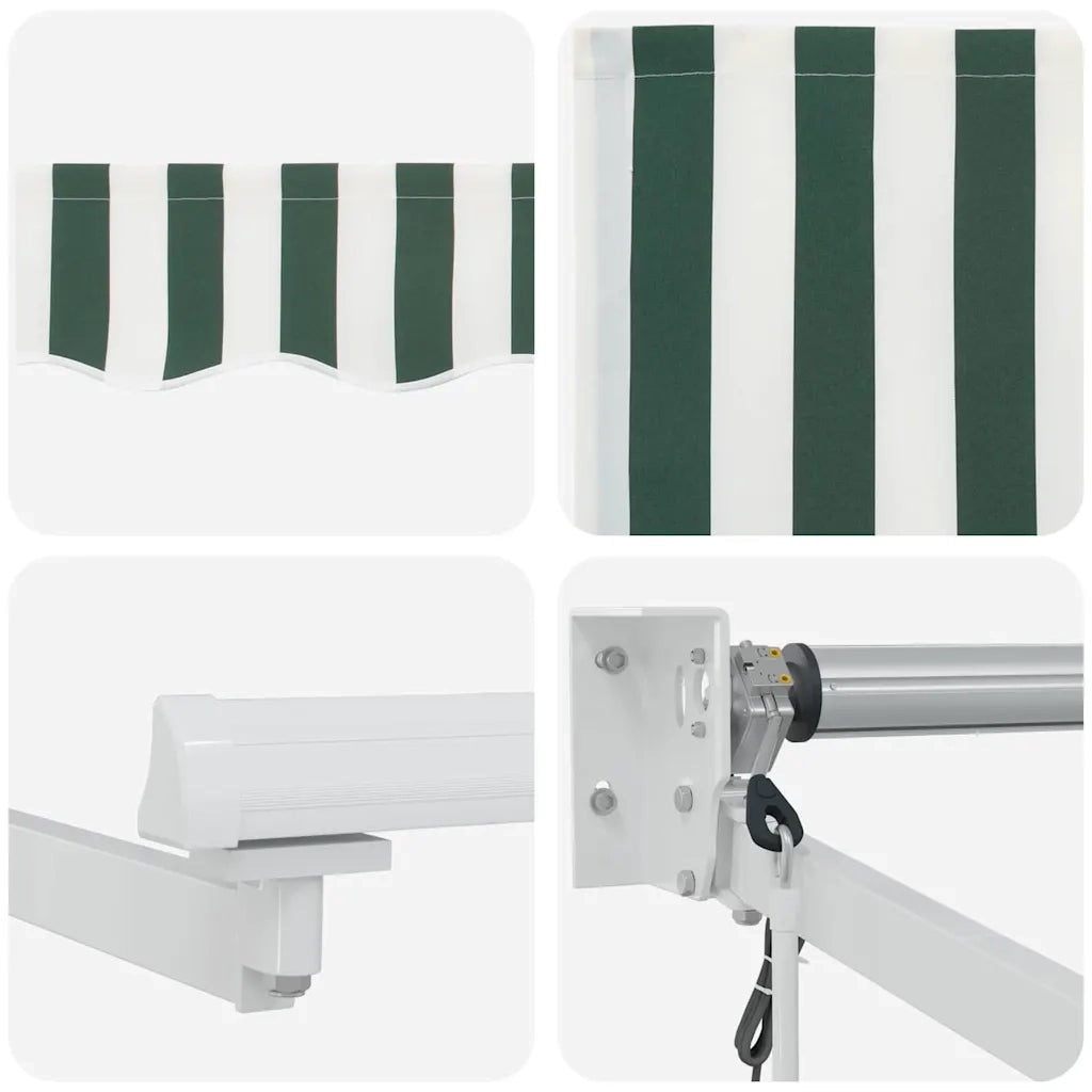 Tenda Retrattile Verde e Bianco 350 x 250 cm 3330474