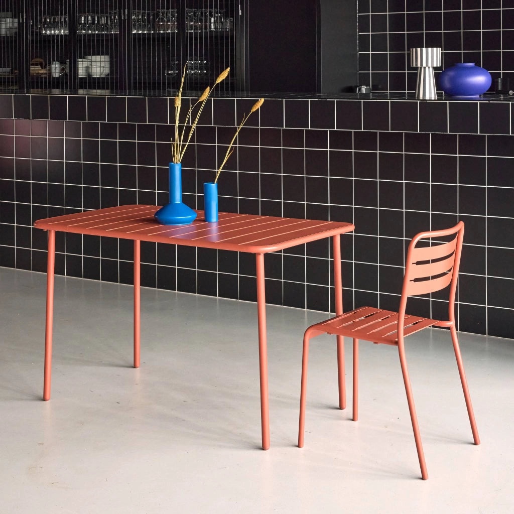 Tavolo da giardino in acciaio, 4 posti, 120cm, terracotta