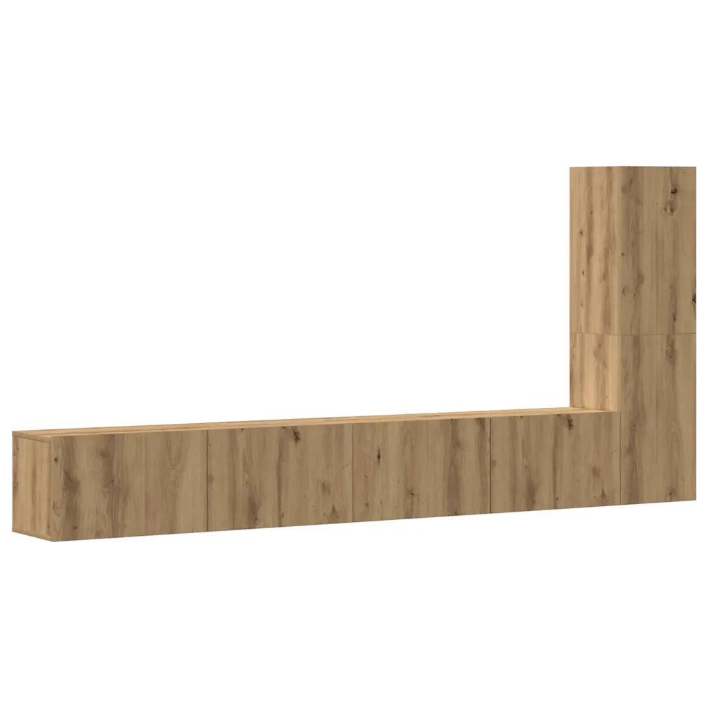 Set Mobile TV 3 pz Montato a Parete Rovere in Truciolato 3329198