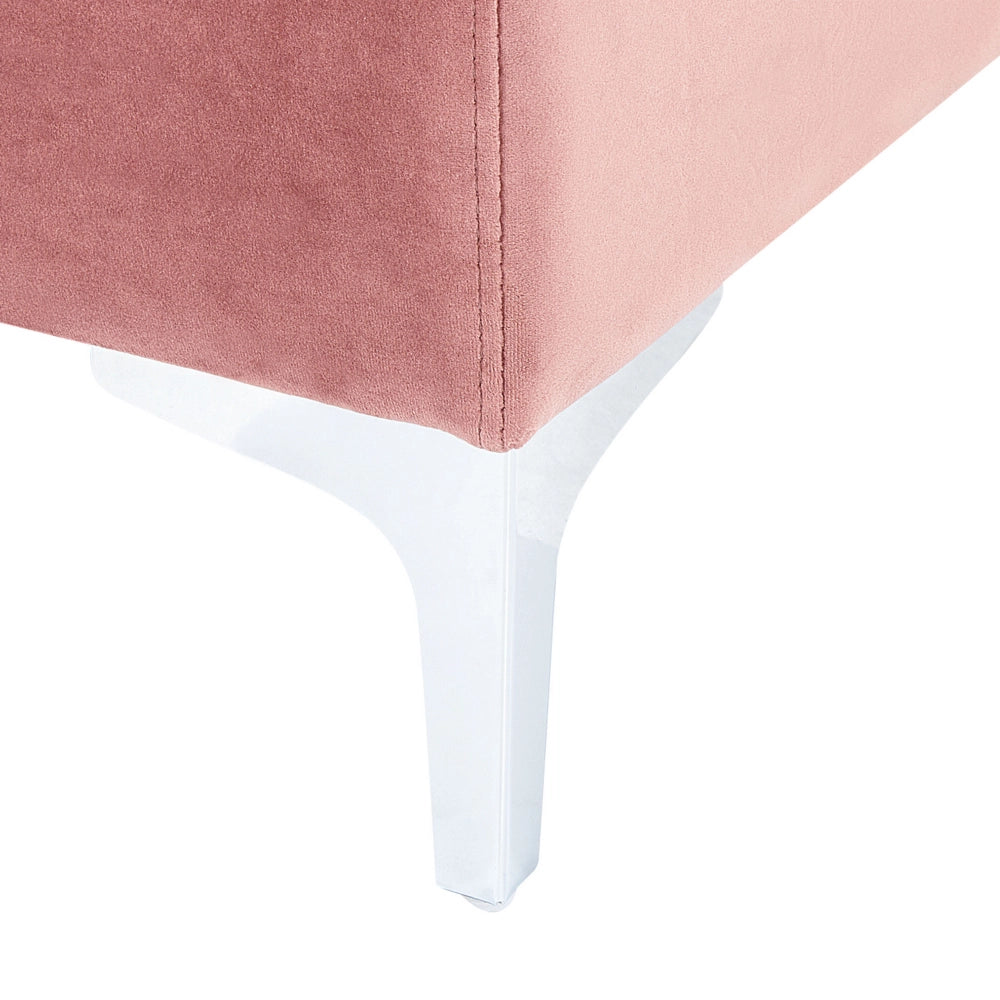 Divano ad angolo a 1 posto in velluto rosa Modulo con gambe in metallo argento Stile glamour