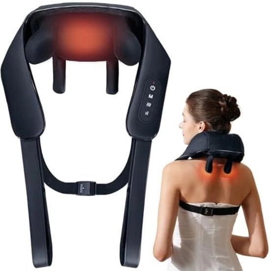 Cuscino di massaggio wireless - Cuscino di massaggio - Cuscino di massaggio collo e schiena - Cuscino di massaggio collo - 9,8 x 5,3 x 6,3 cm - Blu