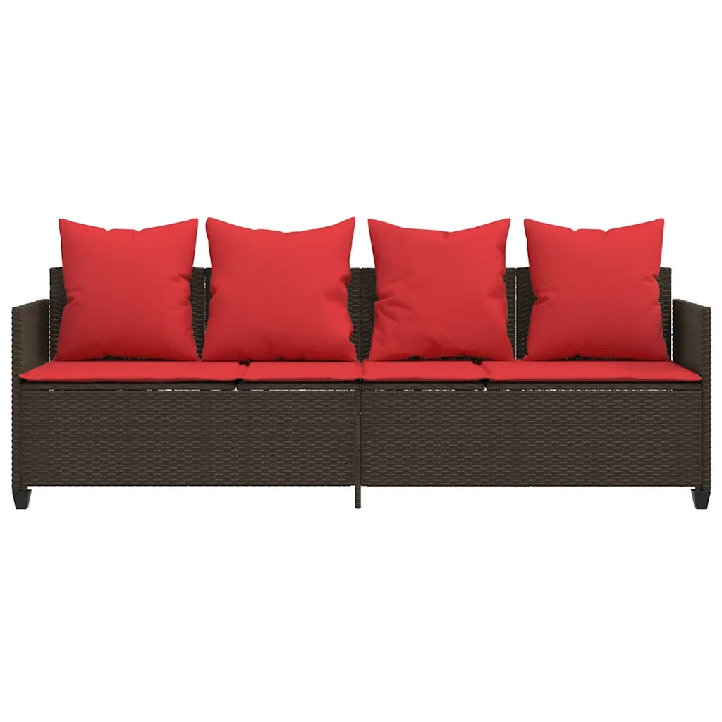 Lettino Prendisole con Cuscini Marrone in Polyrattan 368350