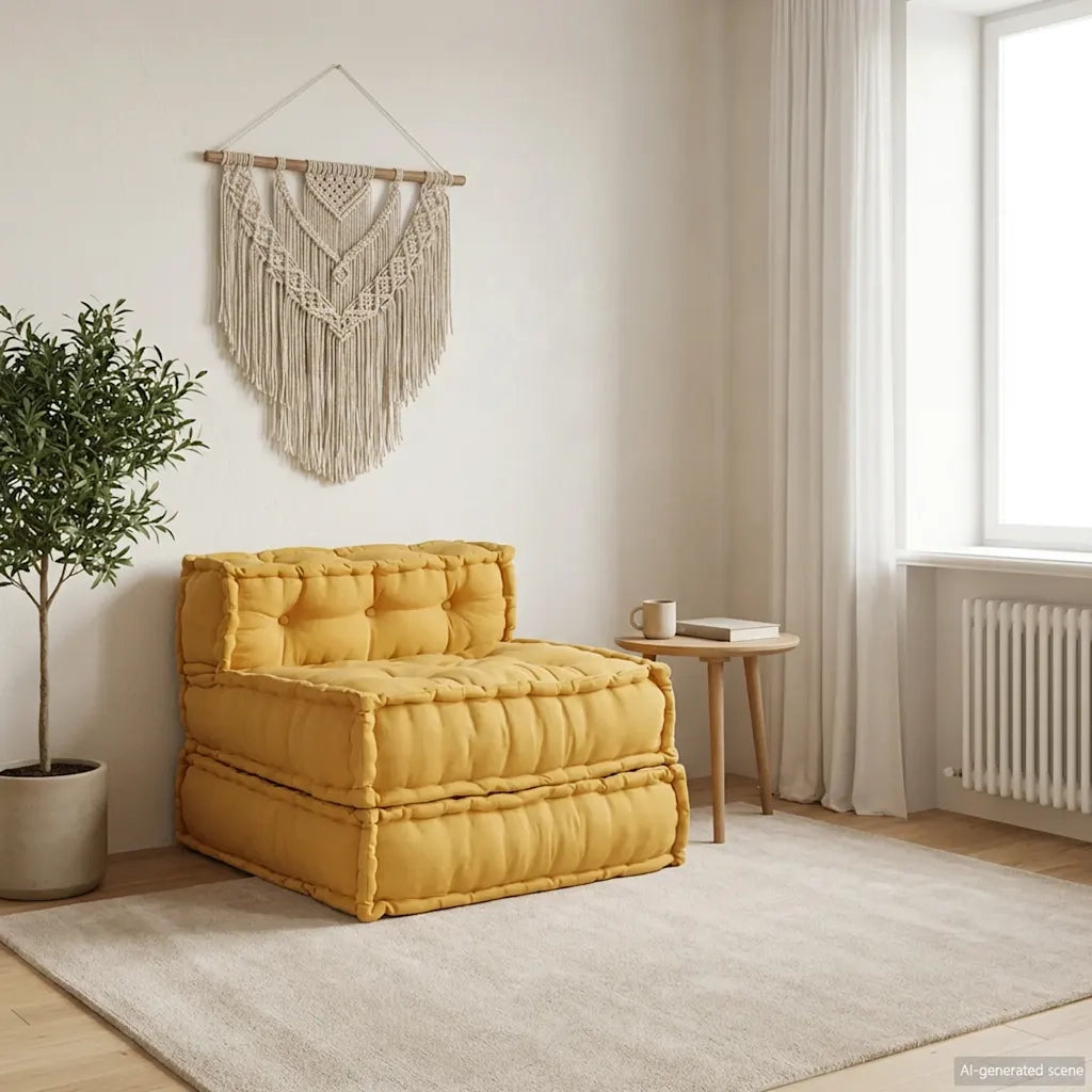Divano Componibile Giallo 70x70x54 in Tessuto 4019038