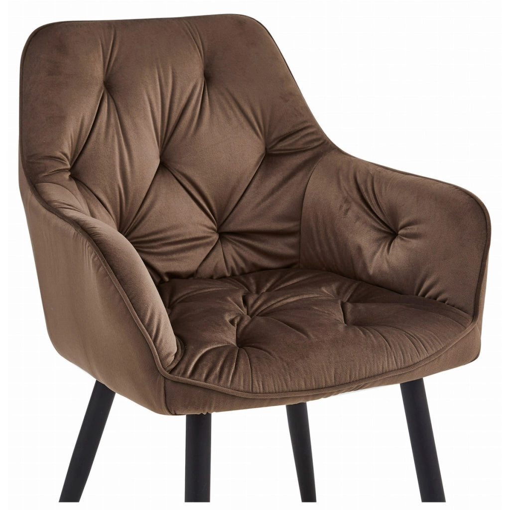 Set di 2 sedie Jork in velluto marrone con gambe nere