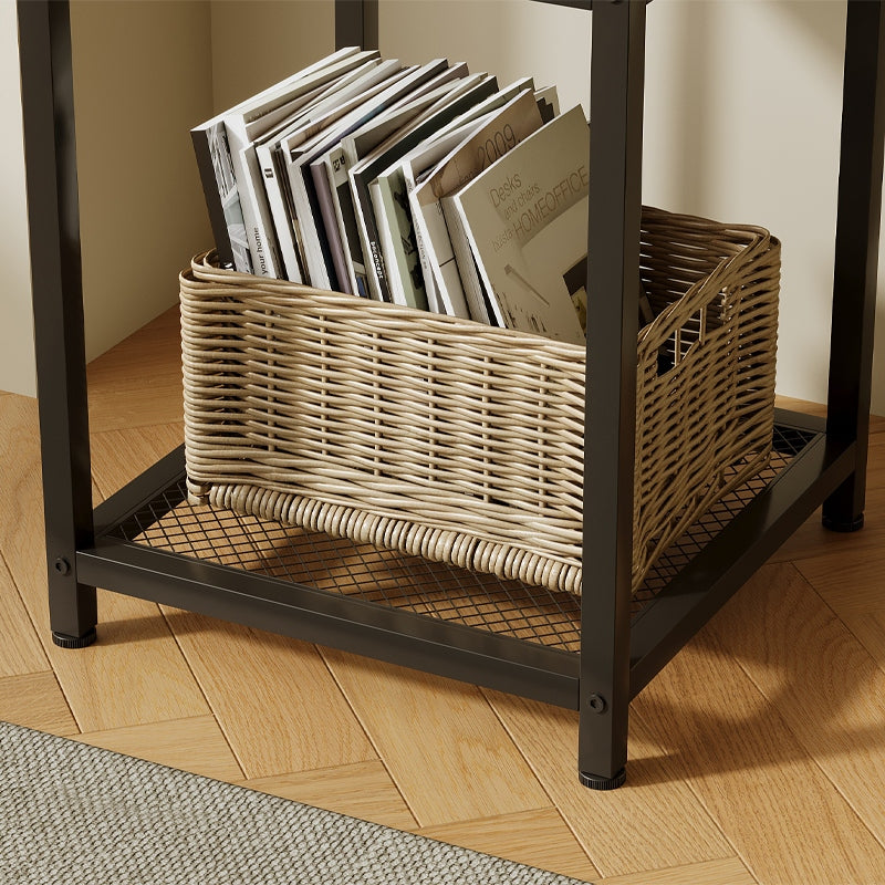 Tavolino quadrato ausiliario con ripiano retrò vintage loft 55 cm