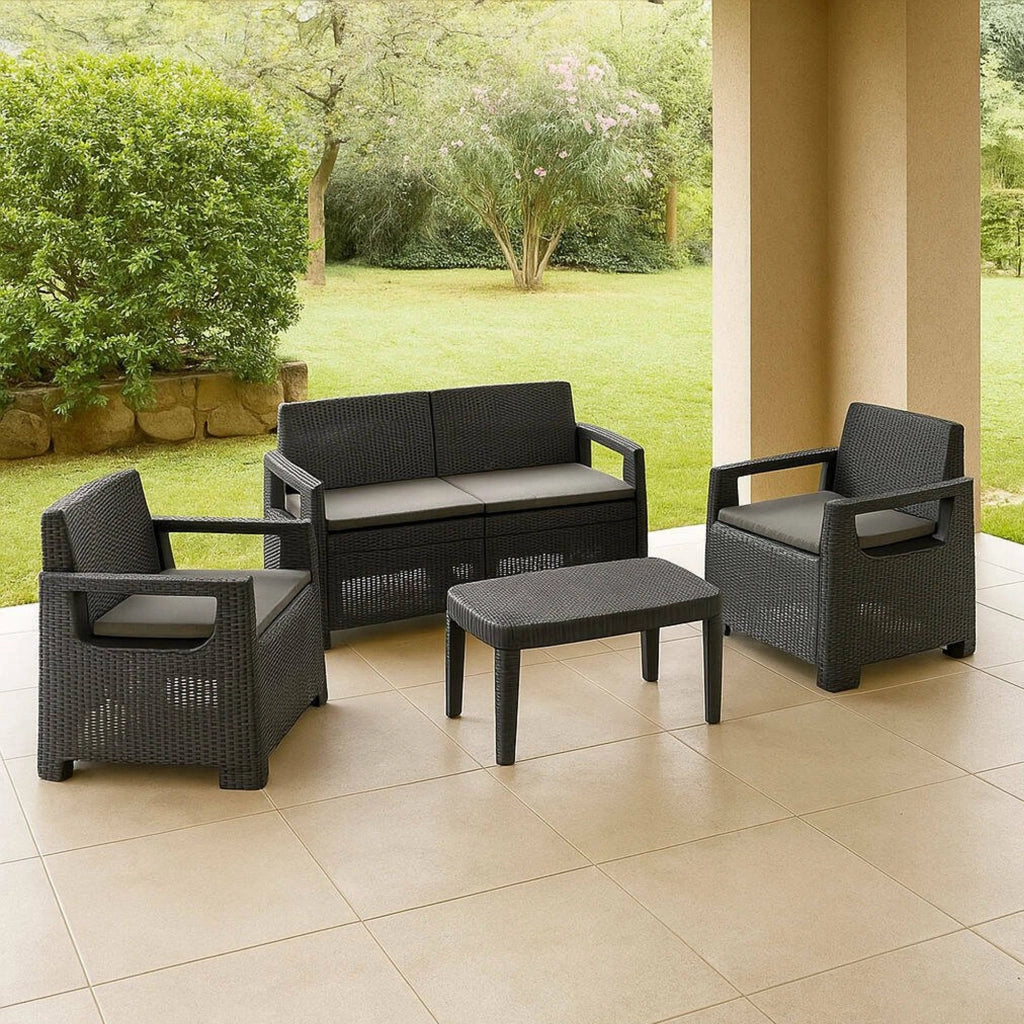 Salottino Outdoor Covo, set Salotto da Esterno 4 Posti Made in Italy, Grigio Antracite