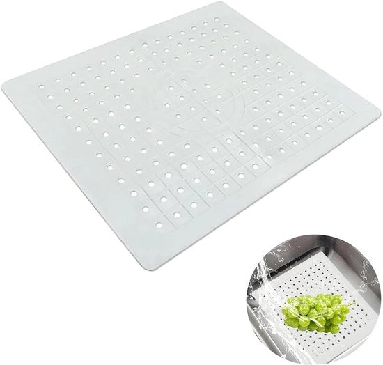 Matte di protezione per docciaschermo in gomma, con foro di scarico 31,4 x 26,1 cm, mat di doccia antiscivolo, protezione per doccia pieghevole per pavimento di doccia, protezione per oggetti di cristallo e posate