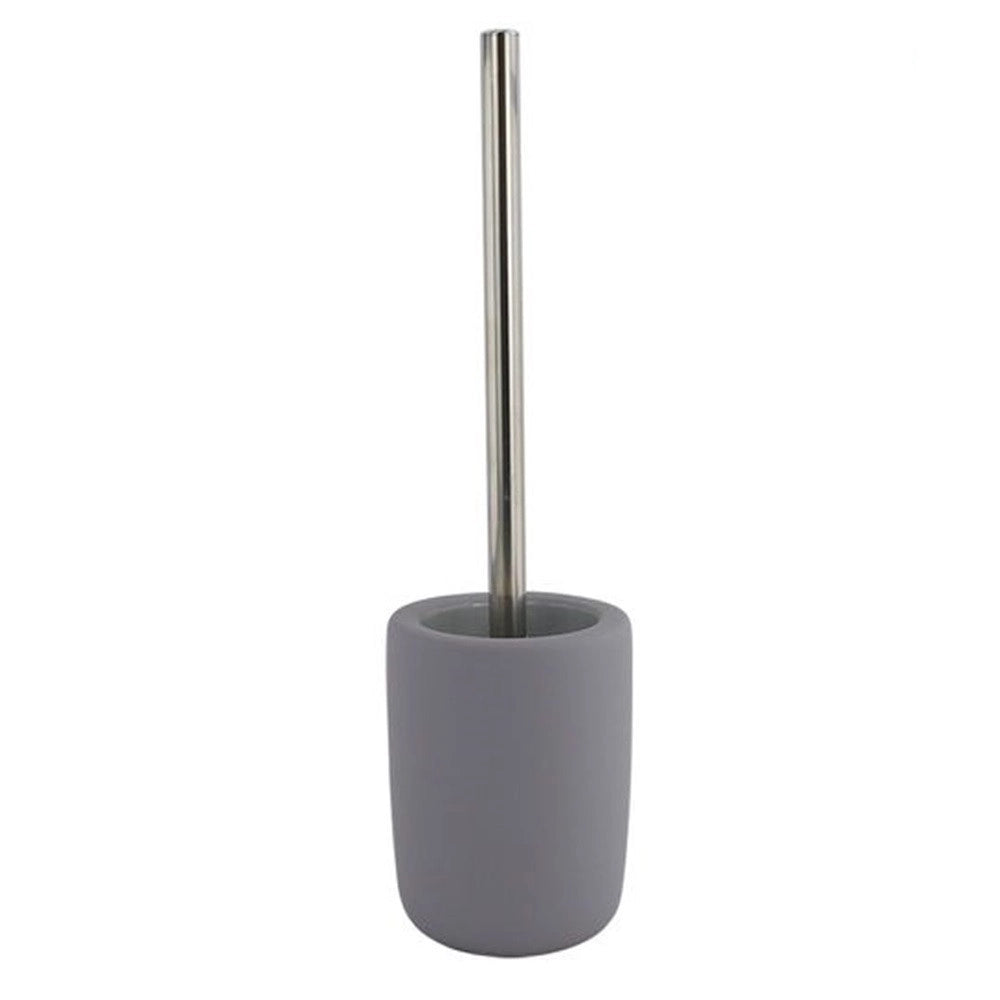 Trade Shop - Porta Scopino Con Scopettino Wc D'appoggio Arredo Accessorio Bagno Grigio 87812 -