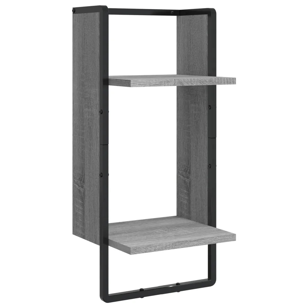Set Mensole Parete con Aste 4pz Grigio Sonoma Legno Multistrato 836311