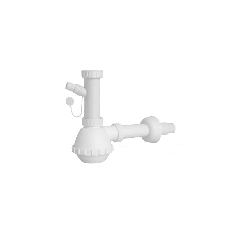 Sifone in PVC 1 via con attacco lavastoviglie – Soluzione pratica per lavelli monovasca