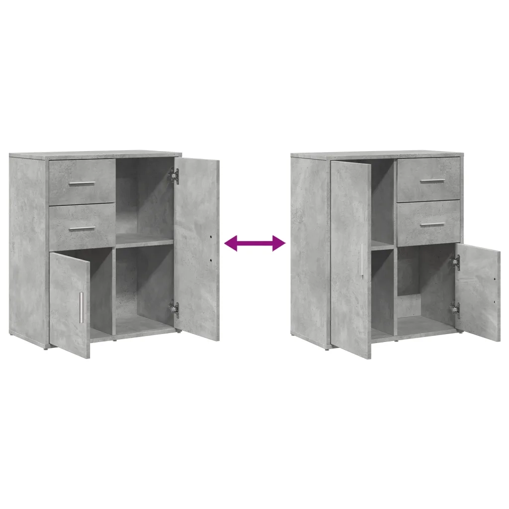 Credenze 2 pz | Madia | Buffet da pranzo | Armadio da pranzo Grigio Cemento 60x31x70 cm in Legno Multistrato