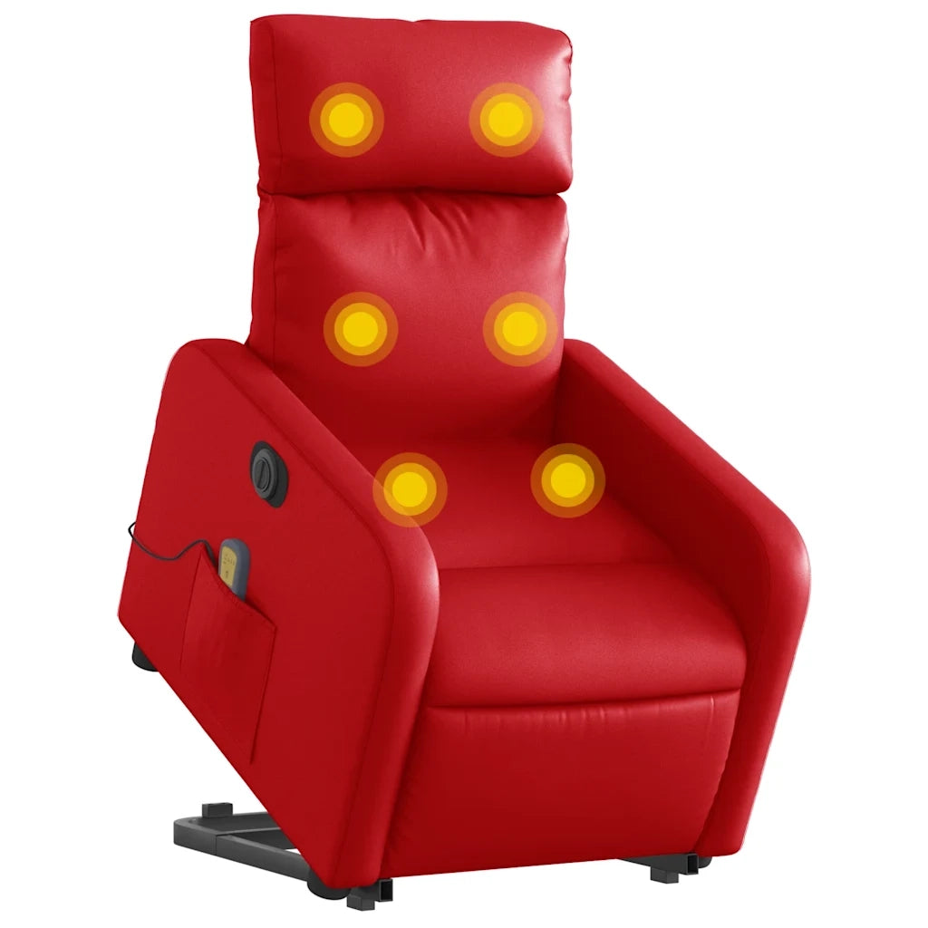 Poltrona Alzapersona Reclinabile Elettrica Rossa in Similpelle 3206775