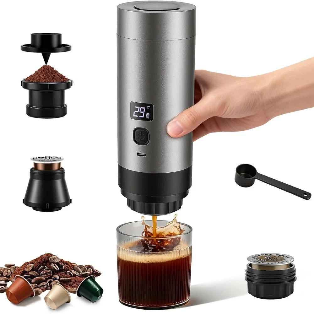 Trade Shop - Caffettiera Elettrica Macchina Caffè Portatile A Batteria Compatibile Con Capsule Macinato -