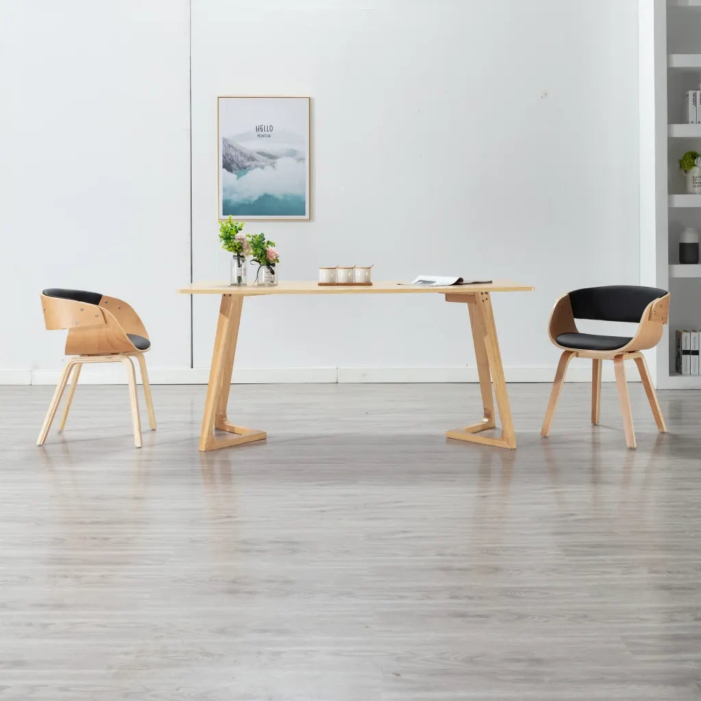 Sedie da Pranzo 2 pz Nere in Legno Curvato e Similpelle 278865