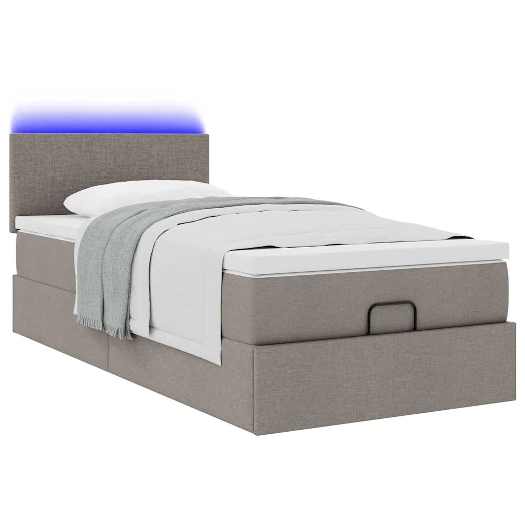 Struttura Letto Pouf con Materasso Tortora 90x190 cm in Tessuto