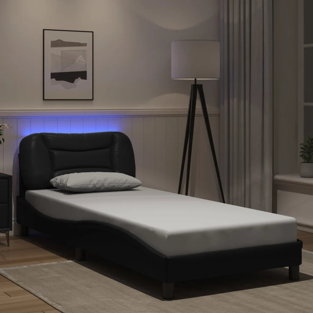 Giroletto con LED senza Materasso-Struttura Letto Hvar Nero 90x190 cm