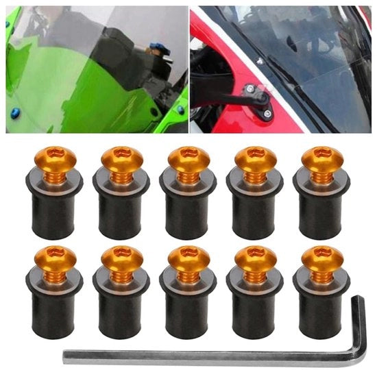 Set di viti multifunzionali in alluminio - 10 pezzi - 1,8 x 0,9 cm - colori: nero, oro, argento, rosso, verde, blu