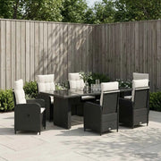 Set da pranzo per esterni 7 pz Nero e Bianco Crema polyrattan 3422382