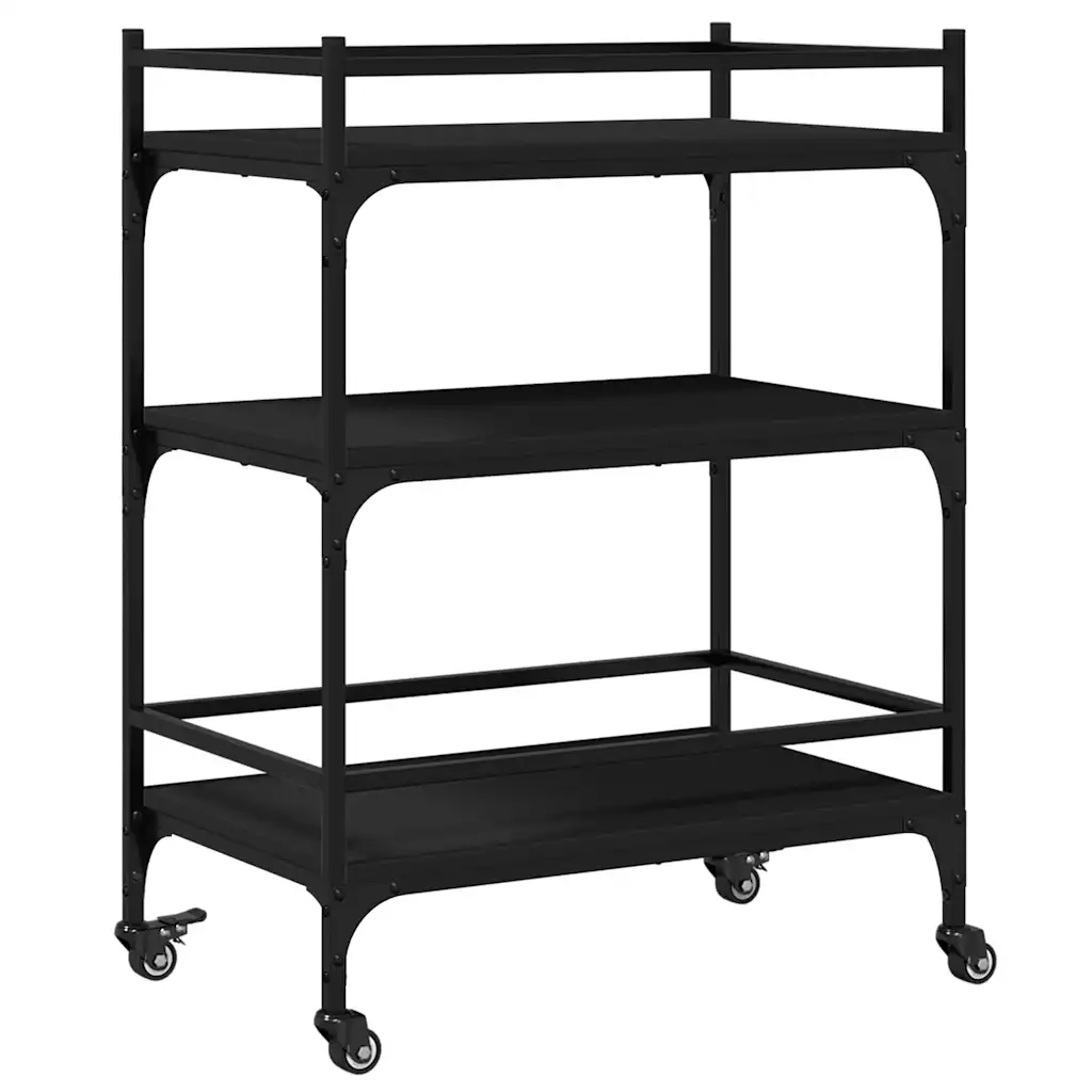 Carrello da Cucina-Scaffale per Cucina Nero 65x40x86,5 cm in Legno Multistrato