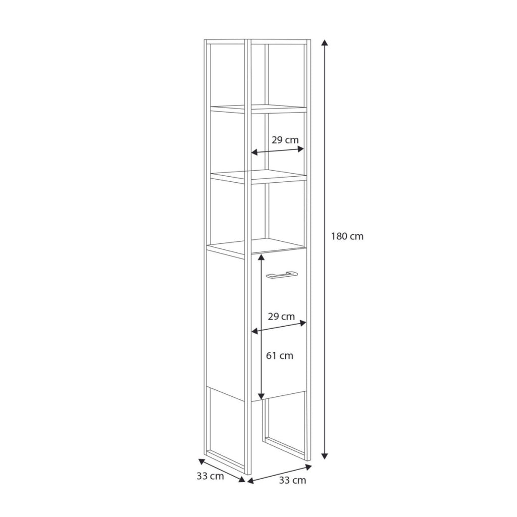 Colonna bagno Aura in stile industriale legno di quercia e metallo