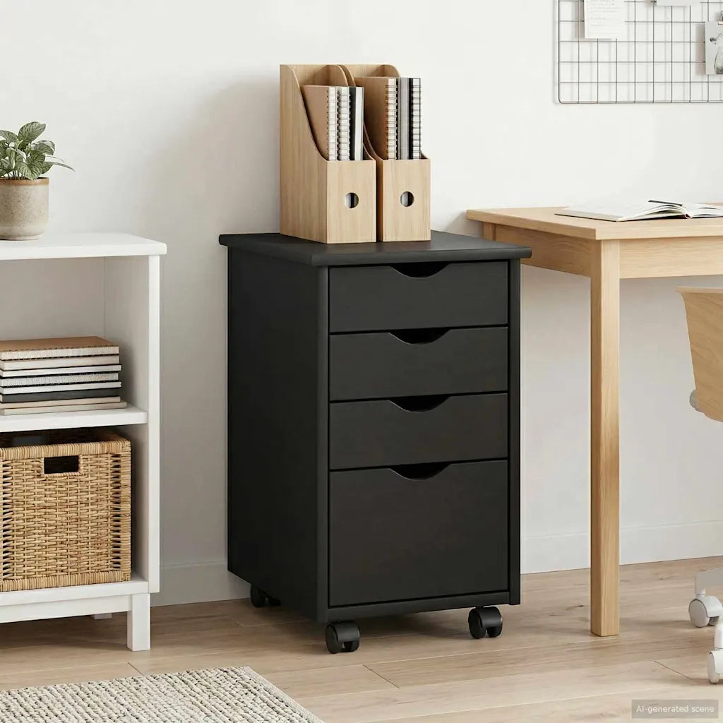 Mobile con Ruote Grigio 34 x 39 x 56 cm Legno di pino massiccio 42028342